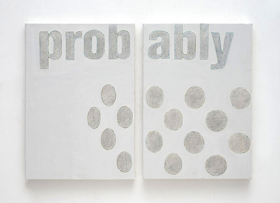 Prédelles Blanches, oeuvres d'Agnès Thurnauer mots et dessins sur toile