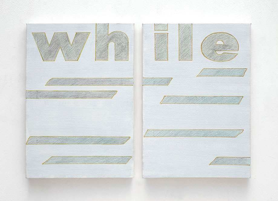 Un diaporama d'Agnès Thurnauer. Oeuvre diptyque travaillée avec le crayon sur toiles blanches.